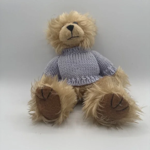 The Healing Garden Plush Teddy Bear Lavender Knit Sweater‎ 10" Fluffy Soft Toy - Picture 3 of 8